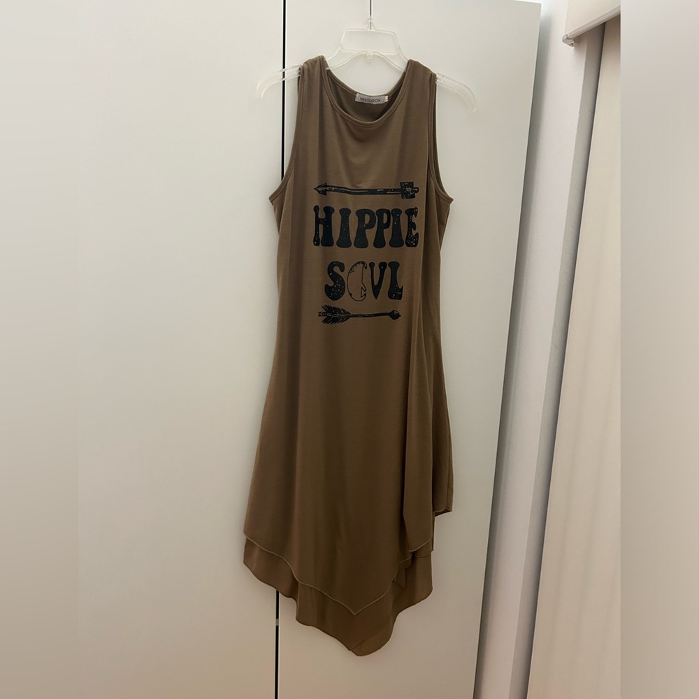 Beige T-shirt dress Hippie Soul